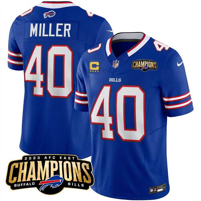 Men & Women & Youth Buffalo Bills #40 Von Miller Blue 2023 F.U.S.E. AFC East Champions With 4-star C Ptach Stitched Jersey->buffalo bills->NFL Jersey
